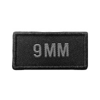 Patch calibre 9 mm brodé gris sur tissu noir A10 Equipment Univers Tir Sportif