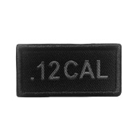 Patch calibre .12 brodé gris sur tissu noir A10 Equipment Univers Tir Sportif
